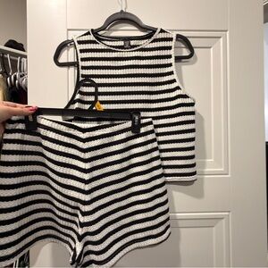 SHEIN Black and White Striped Knit Set